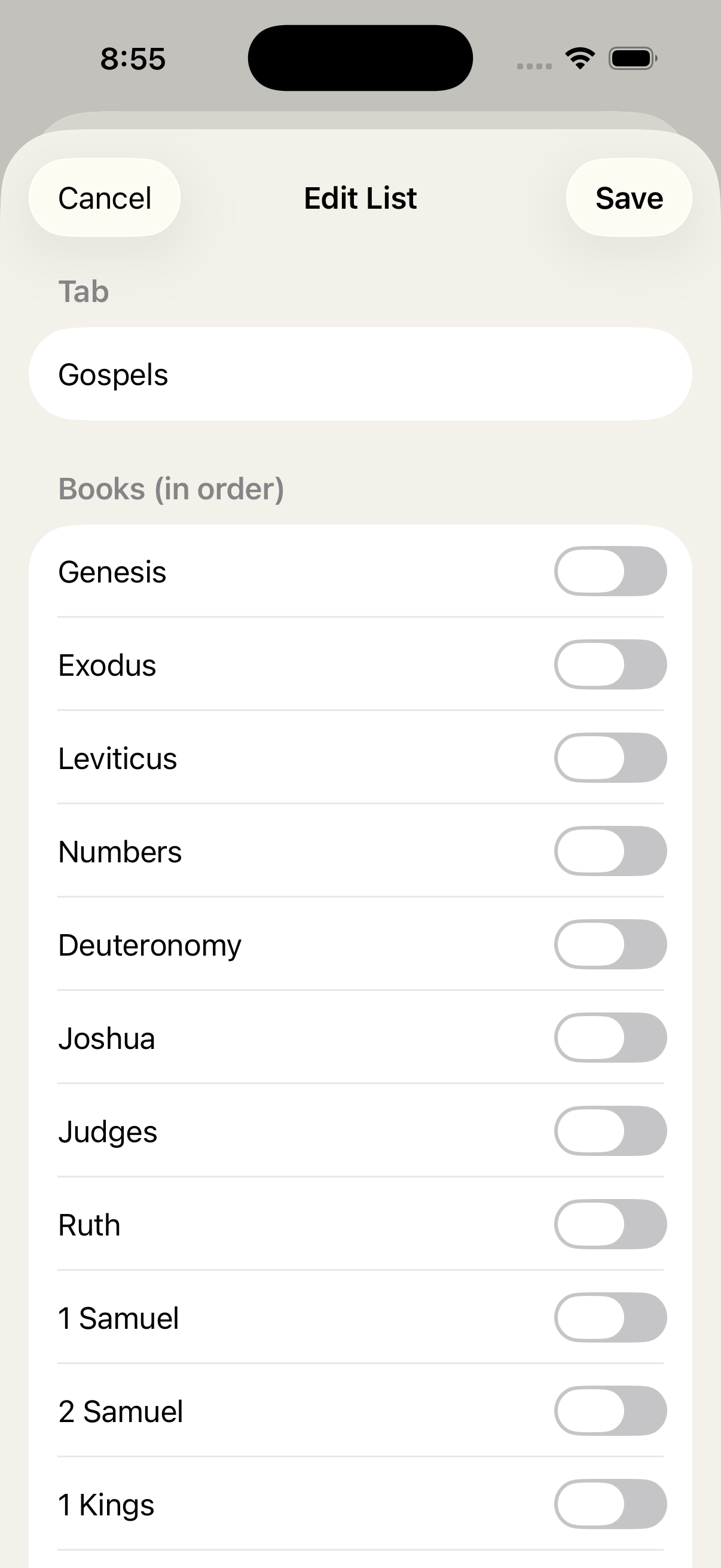 Edit list books and order